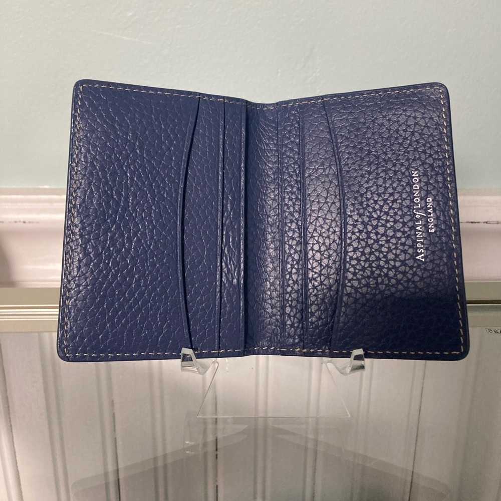 Aspinal of London Double Fold Credit Card Holder in Bluebell Pebble
